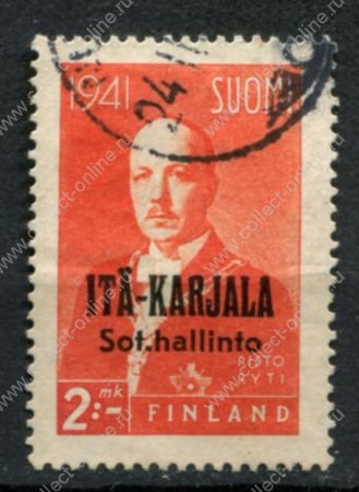 Восточная Карелия 1941 г. • Mi# 18 • 2 M. • президент Ристо Рюти • надпечатка • Used VF