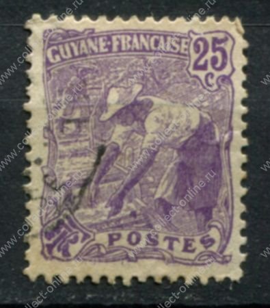 Французская Гвиана 1922-1926 гг. • Iv# 78 • 25 c. • добыча золота • стандарт • Used VF