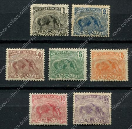 Французская Гвиана 1904-1922 гг. • Iv# 49-54,75 • 1 - 15 c. • муравьед • стандарт • 7 марок • MH OG F-VF