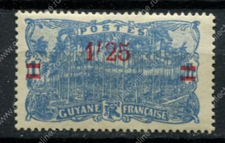 Французская Гвиана 1924-1927 гг. • Iv# 103 • 1.25 на 1 fr. • осн. выпуск • надпечатка нов. номинала • MLH OG VF