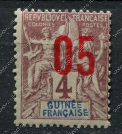Французская Гвинея 1912 г. • Iv# 49 • 5 на 4 c. • надпечатка нов. номиналов • стандарт • MLH OG VF ( кат. - €1.5 )
