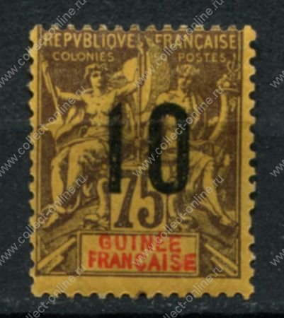Французская Гвинея 1912 г. • Iv# 53 • 10 на 75 c. • надпечатка нов. номиналов • стандарт • MH OG VF ( кат. - €10 )