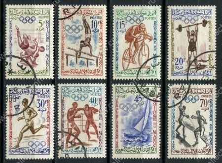 Марокко 1960 г. • Mi# 462-469 • 5 - 70 fr. • Летние Олимпийские Игры, Рим • полн. серия • Used F-VF
