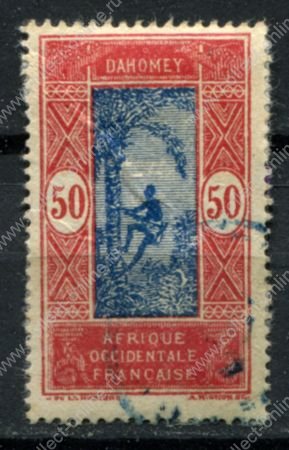 Дагомея 1925-1926 г. • Iv# 74 • 50 c. • сборщик бананов на пальме • Used F-VF