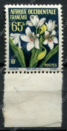 Французская Западная Африка 1958 г. • Iv# 72 • 65 fr. • экзотические цветы • MNH OG XF