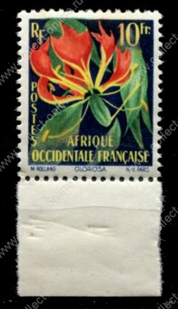 Французская Западная Африка 1958 г. • Iv# 68 • 10 fr. • экзотические цветы • MNH OG XF