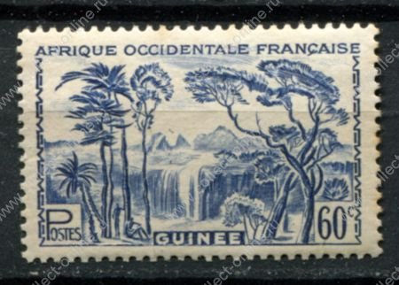 Французская Гвинея 1943-1944 гг. • Iv# 182 • 60 c. • осн. выпуск • водопад • MNH OG* F-VF