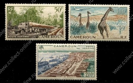 Французский Камерун 1955 г. • Iv# A46-48 • жизнь колонии • авиапочта • полн. серия • MNH OG F-VF