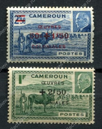 Французский Камерун 1944 г. • Iv# 263-264 • колониальный сбор, надпечатки • полн. серия • MNH OG* F-VF