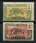 Французский Камерун 1921 г. • Iv# 84-85 • 1 и 2 c. • надпечатка "Камерун" • леопард • MNH OG* F