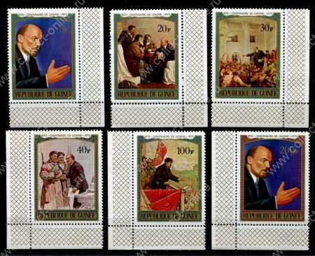 Гвинея 1970 г. • Sc# 564-569 • 5 - 200 fr. • В. И. Ленин • 110 лет со дня рождения • полн. серия • MNH OG XF+
