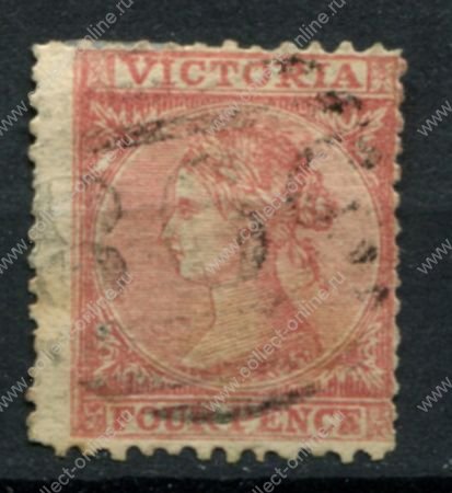 Австралия • Виктория 1863-1873 гг. • Gb# 114 • 4 d. • Королева Виктория • перф. 12 в.з. "4" • Used VF ( кат. - £15 )