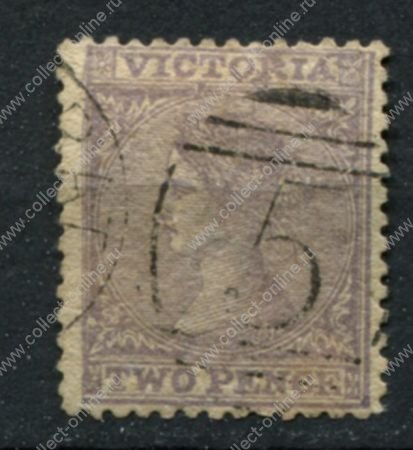 Австралия • Виктория 1863-1873 гг. • Gb# 109bb • 2 d. • Королева Виктория • перф. 12:13 в.з. "1" • Used VF ( кат. - £30 )