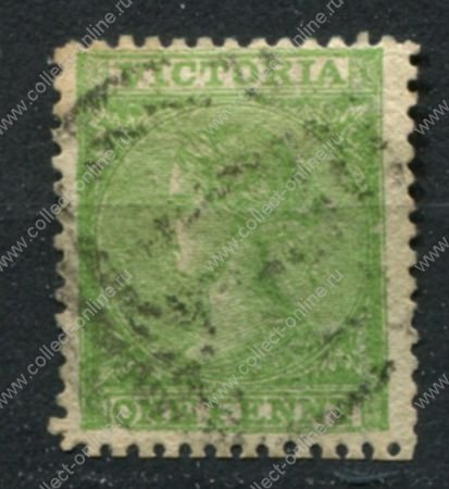 Австралия • Виктория 1863-1873 гг. • Gb# 108f • 1 d. • Королева Виктория • перф. 13 в.з. - "1" • Used VF ( кат. - £30 )
