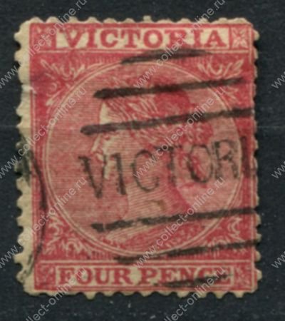 Австралия • Виктория 1863-1873 гг. • Gb# 110cb • 4 d. • Королева Виктория • перф. 12.5:12 • Used F ( кат. - £20 )