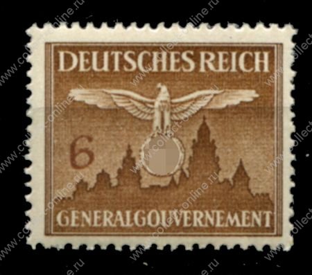 Германия 3-й рейх • Генерал-Губернаторство 1943 г. • Mi# DM 25 • 6 pf. • Краков • служебный выпуск • MNH OG VF