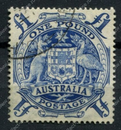 Австралия 1948-1956 гг. • Gb# 224c • £1 • национальный герб • стандарт • Used VF ( кат. - £5 )