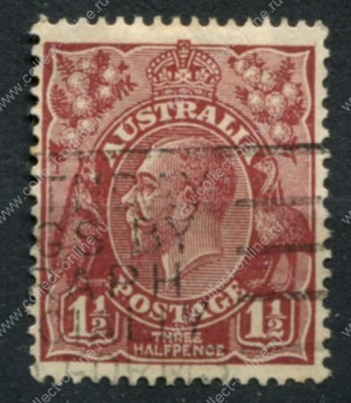 Австралия 1931-1936 гг. • Gb# 126 • 1½ d. • Георг V • стандарт • Used F-VF ( кат. - £15 )