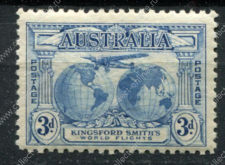 Австралия 1931 г. • Gb# 122 • 3 d. • аэроплан над картой полушарий • авиапочта • MH OG VF