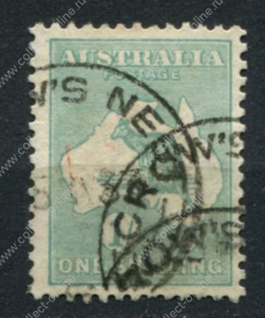 Австралия 1929-1930 гг. • Gb# 109 • 1 s. • Кенгуру на карте • стандарт • Used F-VF ( кат. - £11 )