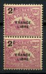 Мадагаскар 1942 г. • Iv# T25 • 2 fr./1 fr. • надпечатка "france Libre" • служебный выпуск • пара • MNH OG VF ( кат.- €4 )