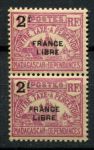 Мадагаскар 1942 г. • Iv# T25 • 2 fr./1 fr. • надпечатка "france Libre" • служебный выпуск • пара • MNH OG VF ( кат.- €4 )