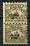 Мадагаскар 1942 г. • Iv# T21 • 20 c. • надпечатка "france Libre" • служебный выпуск • пара • MNH OG F-VF ( кат.- €4 )