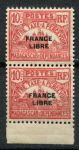 Мадагаскар 1942 г. • Iv# T20 • 10 c. • надпечатка "france Libre" • служебный выпуск • пара • MNH OG F-VF ( кат.- €4 )