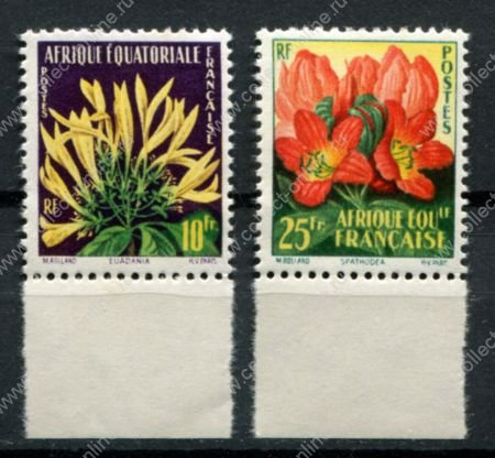 Французская Экваториальная Африка 1958 г. • Iv# 243-244 • 10 и 15 fr. • цветы • полн. серия • MNH OG F-VF ( кат. - €4 )