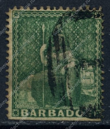 Барбадос 1861 г. GB# 17 • 1d. • "Британия" • Used F-VF ( кат. - £20.00)