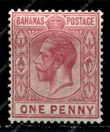 Багамы 1912-19 гг. Gb# 82b • 1d. • король Георг V • розовая • стандарт • MLH OG XF ( кат. - £11 )