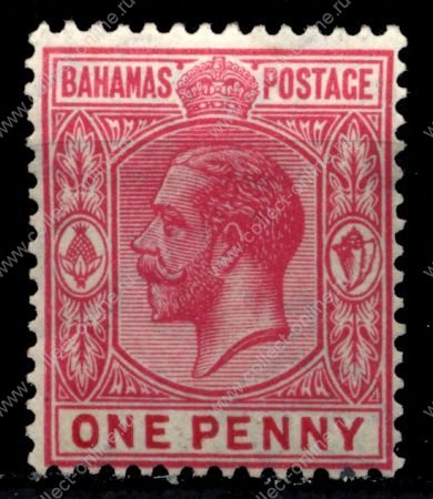 Багамы 1921-37 гг. Gb# 116 • 1d. • король Георг V • стандарт • MLH OG XF