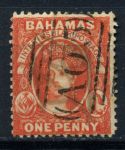 Багамы 1877 г. Gb# 33 • 1d. • королева Виктория • Used XF- ( кат.- £15 )