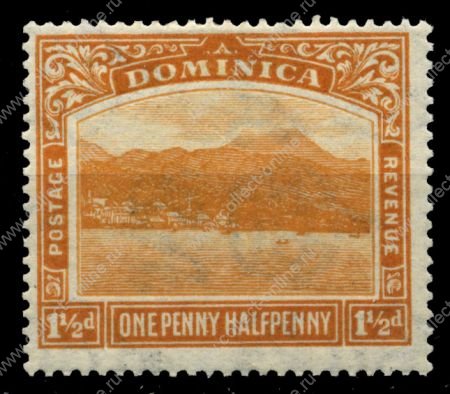 Доминика 1921-1922 гг. • Gb# 64 • 1½ d. • вид столицы Розо с моря • MLH OG XF ( кат.- £3 )