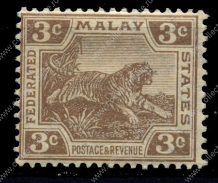 Малайя Федеративные штаты 1904-22 гг. Gb# 33 • 3c. тигр • MH OG VF ( кат.- £10 ) 