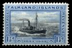 Фолклендские о-ва 1933 г. • Gb# 129 • 1 ½ d. • 100-летие Британской администрации • китобойное судно "Бренсфилд" • MH OG XF ( кат.- £20 )