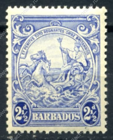 Барбадос 1938-1947 гг. • Gb# 251 • 2½ d. • "Правь Британия" • ультрамарин. • стандарт • MH OG VF