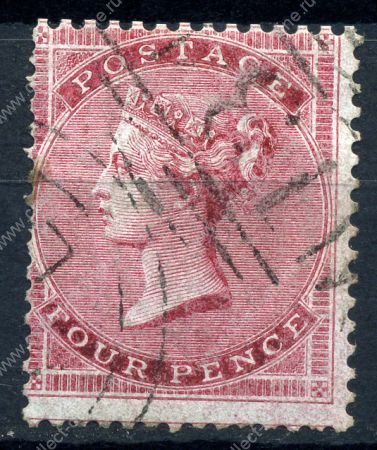 Великобритания 1855-1857 гг. • GB# 62a(SC# 22) • 4 d. • Королева Виктория • Used F-VF ( кат.- £425 )