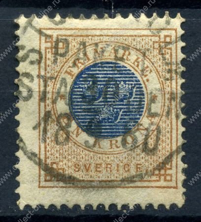 Швеция 1878г. Sc# 38 / 1 kr. / Used VF / кат. - $20.00