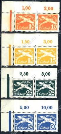 Данциг 1938 г. • Mi# 298-301 • 10 - 50 pf. • в.з. - 5(свастика) • авиапочта • полн. серия • пары • MNG XF* ( кат.- € 22 )