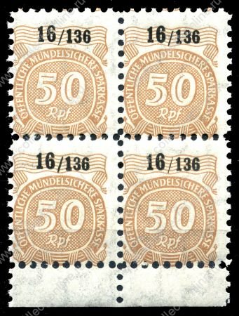 Германия Рейх / Сберкассы 50 пф. / MNH OG XF / кв. блок