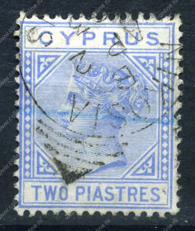 Кипр 1881 г. • Gb# 13 • 2 pi. • Королева Виктория • в.з. "CC" (клише - тип I) • стандарт • Used F ( кат.- £35 )