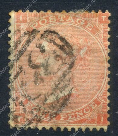 Великобритания 1862-1864 гг. Gb# 79 • 4 d. • Королева Виктория • Used VF ( кат.- £120 )