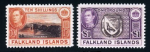 Фолклендские о-ва 1938-1950 гг. • Gb# 162-3 • 10 sh. и £1 • Георг VI • основной выпуск • реплики! • MNG VF