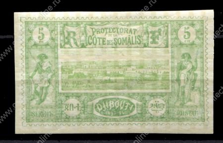 Берег Сомали 1902 г. • Iv# 27 • 5 c. • осн. выпуск • вид Джибути • MH OG XF ( кат.- € 15 )