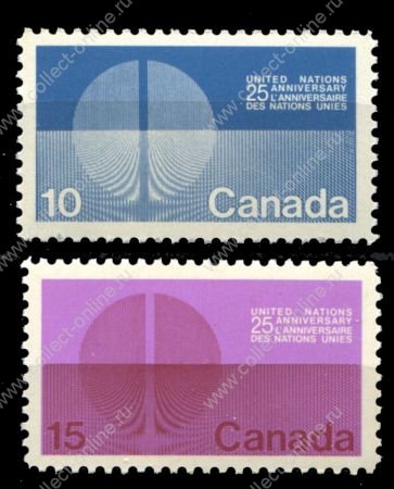 Канада 1970 г. • SC# 513-4 • 10 и 15 c. • 25-летие образования ООН • MNH OG XF • полн. серия