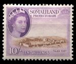 Сомалиленд 1953-1958 гг. • Gb# 148 • 10 sh. • Елизавета II основной выпуск • форт Талех • MH OG VF ( кат. - £27- )