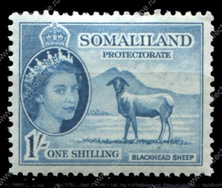 Сомалиленд 1953-1958 гг. • Gb# 144 • 1 sh. • Елизавета II основной выпуск • черноголовая овца • MH OG VF