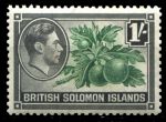 Британские Соломоновы о-ва 1939-1951 гг. • Gb# 67 • 1 sh. • Георг VI основной выпуск • плоды хлебного дерева • MNH OG VF