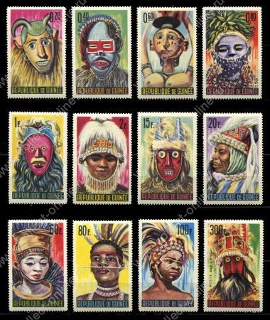 Гвинея 1965 г. • SC# 361-71,C68 • 0.2 - 300 fr. • Ритуальные маски • полн. серия • MNH OG XF • ( кат.- $13 )
